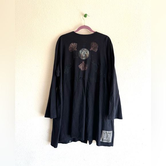 BLUE FISH Lagenlook  Airy Cotton Tie-Back Tunic Top Cover Pockets - Picture 6 of 12